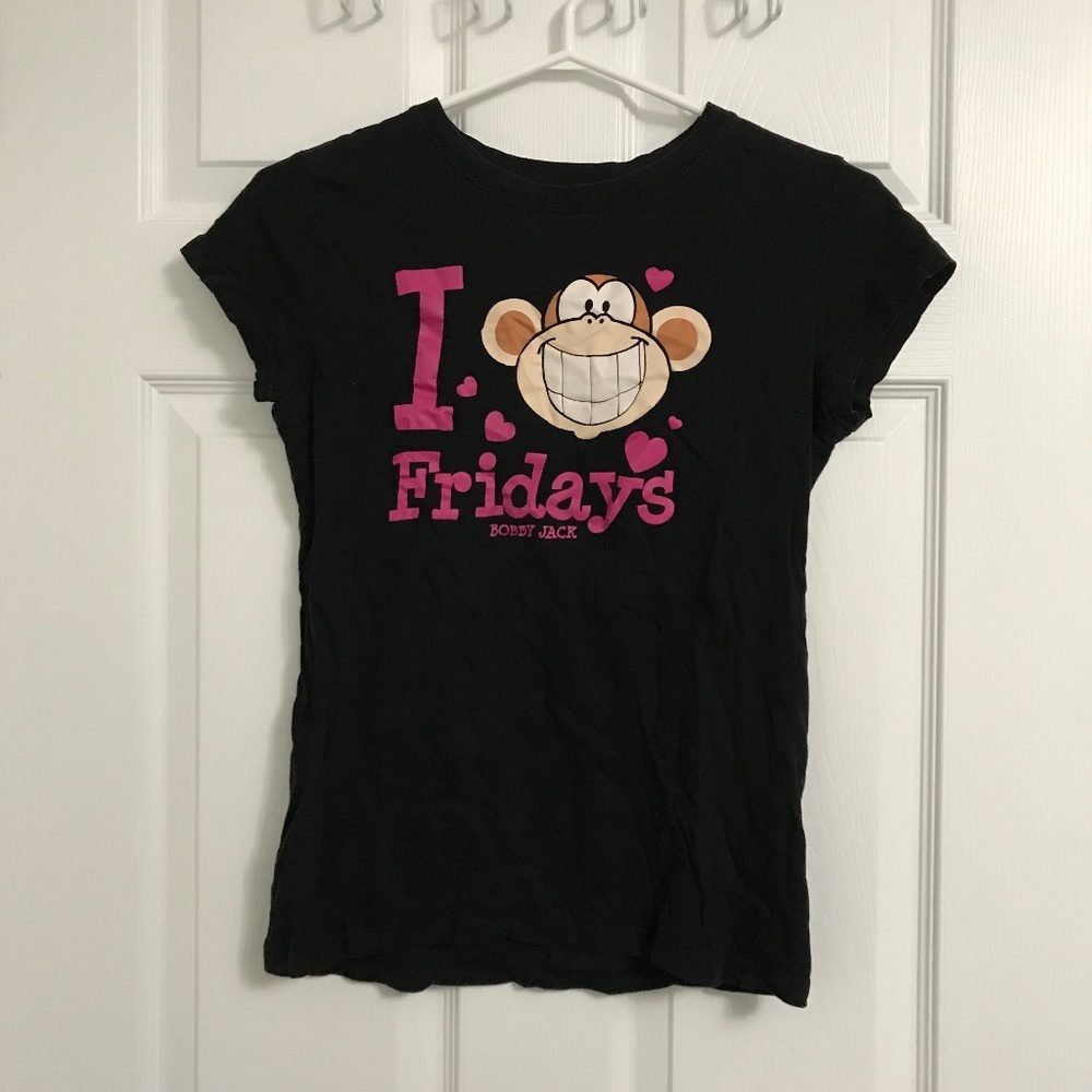Y2K Bobby Jack 100% Cotton Girls XL/Women's S I Love Fridays Shirt Monkey